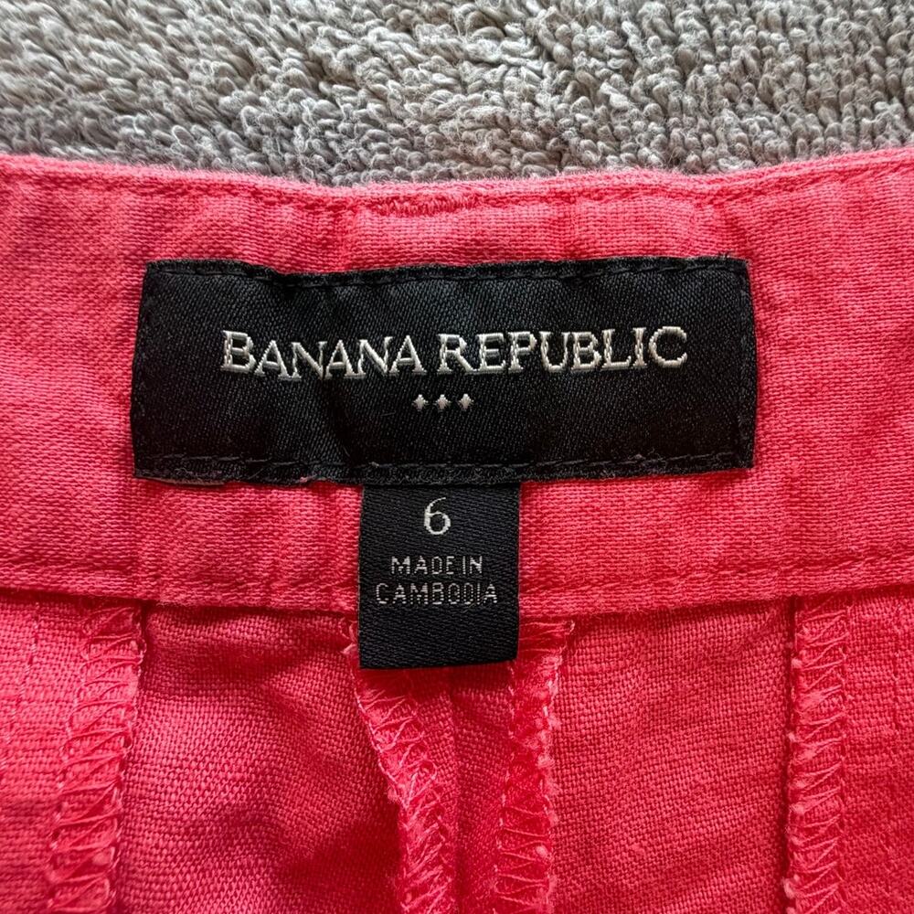 Banana Republic Linen Shorts 4" inseam Mid-rise Summer Beachy Vacation Preppy - Picture 3 of 7